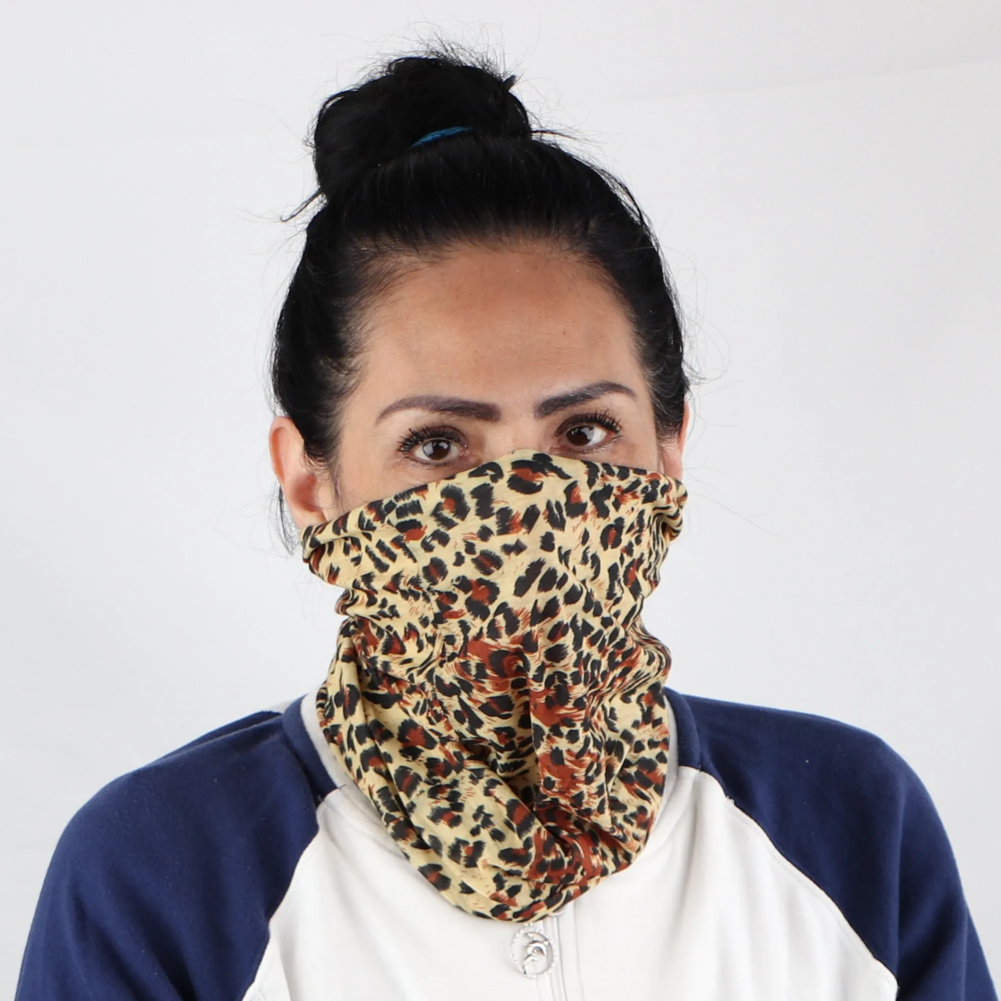 Leopard Print Seamless Face Mask Neck Gaiter