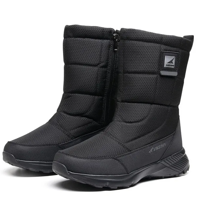 (Limited Time Sale 49%off)Unisex Snow Boots Thick Leather Platform Fur Lined Warm Mid-Calf Boots Waterproof Non-slip Winter Boots(2024Warmth upgrade)