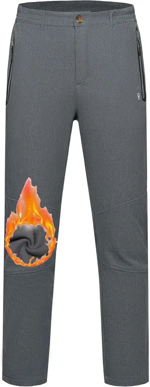 Little Donkey Andy Men's Hiking Snow Pants, Fleece Lined Ski Pants Softshell Pants Windproof& Water Resistant