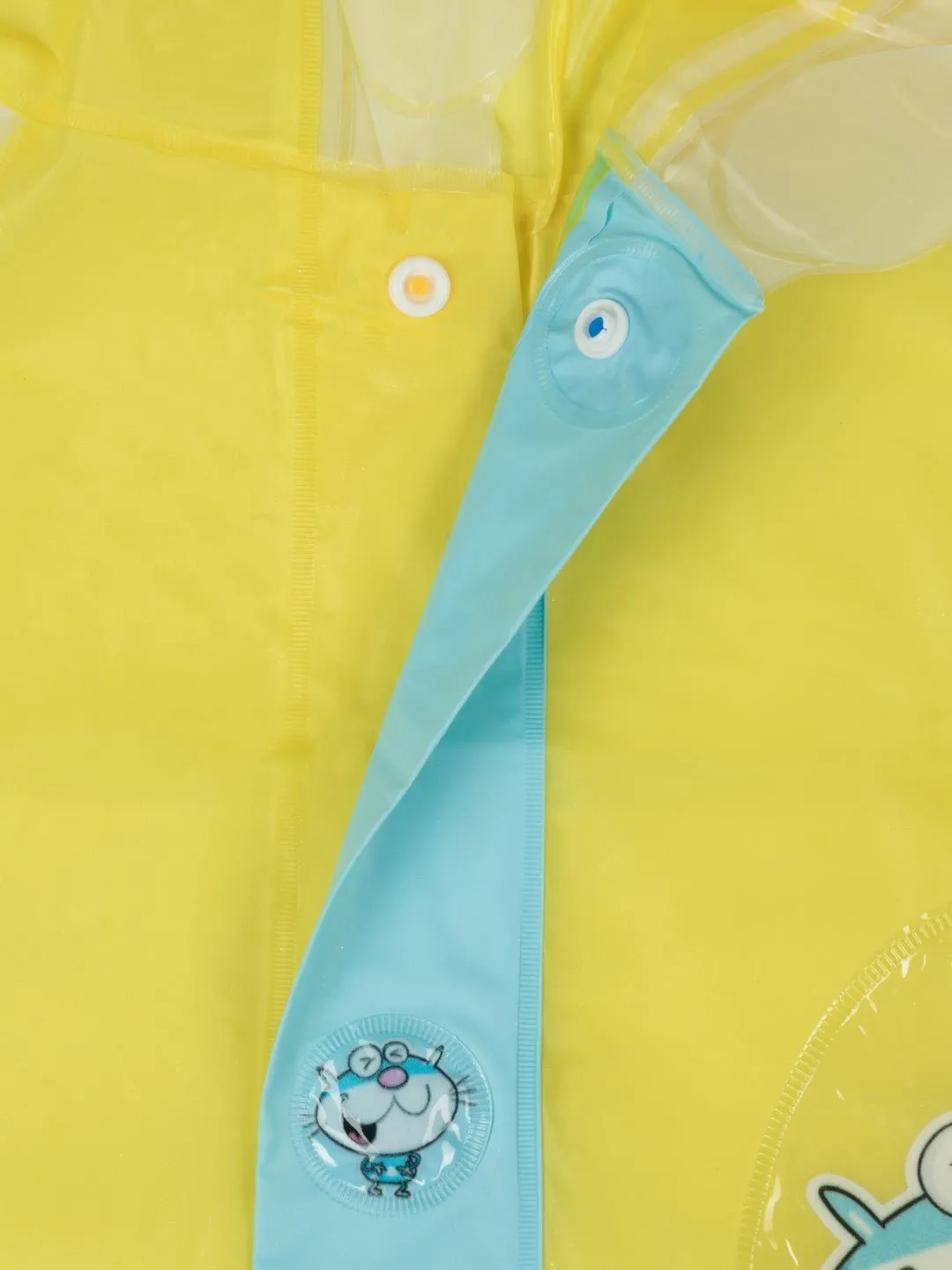Little Explorer's Bright Yellow Cartoon Raincoat for Boys