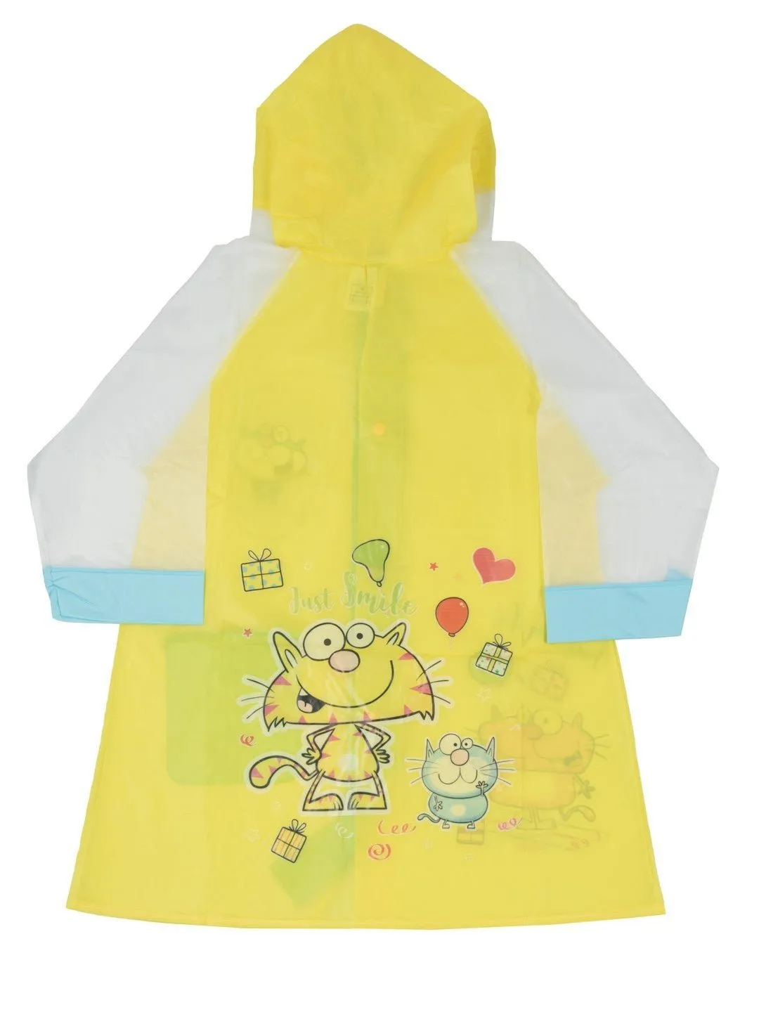 Little Explorer's Bright Yellow Cartoon Raincoat for Boys