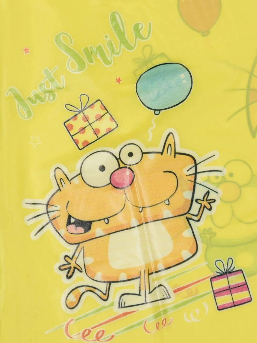 Little Explorer's Bright Yellow Cartoon Raincoat for Boys
