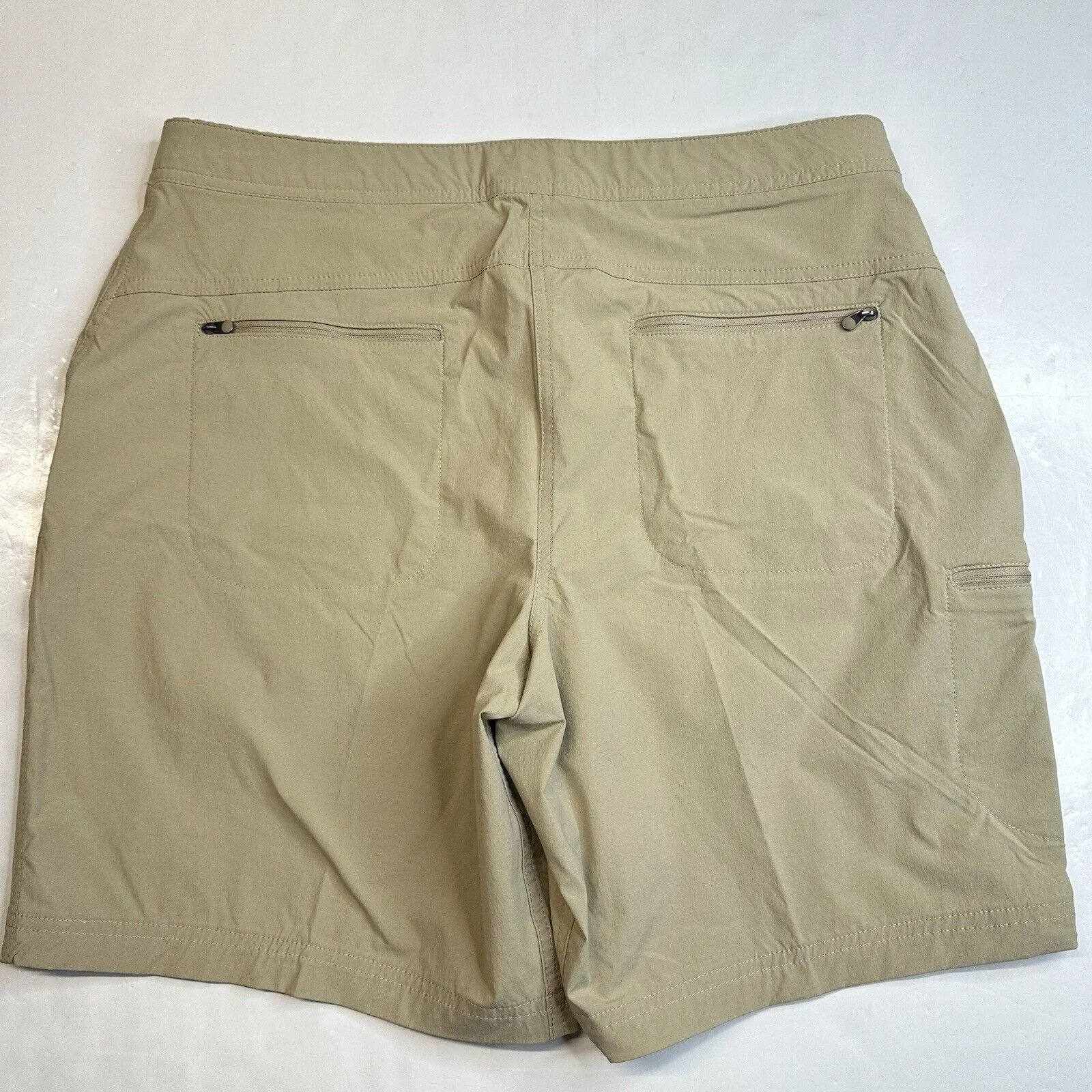 LL Bean Shorts Womens 14 Beige Comfort Trail Water Repellet Hiking Nylon UPF50 