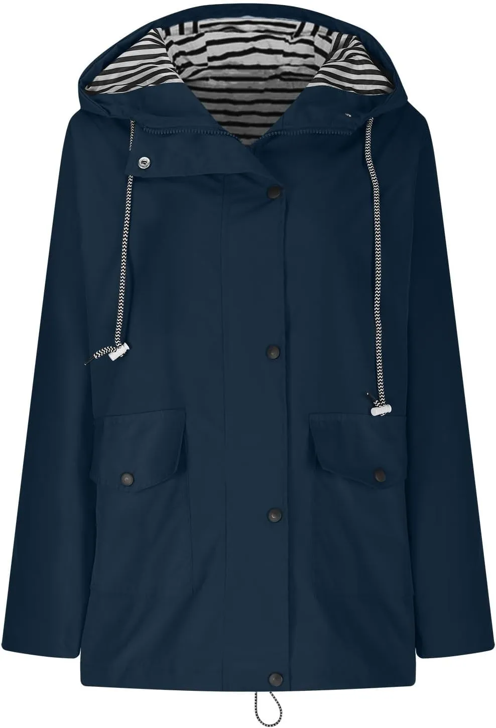 Lmdudan Rain Jacket for Women Lightweight Long Hooded Raincoat Waterproof Outdoor Travel Hiking Windbreaker Coats with Pocket
