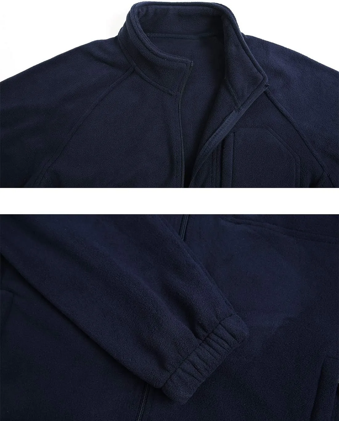 Locachy Men's Full-Zip Fleece Jacket Windproof Lightweight Outdoor Jackets with Pockets Hiking Work Outwear