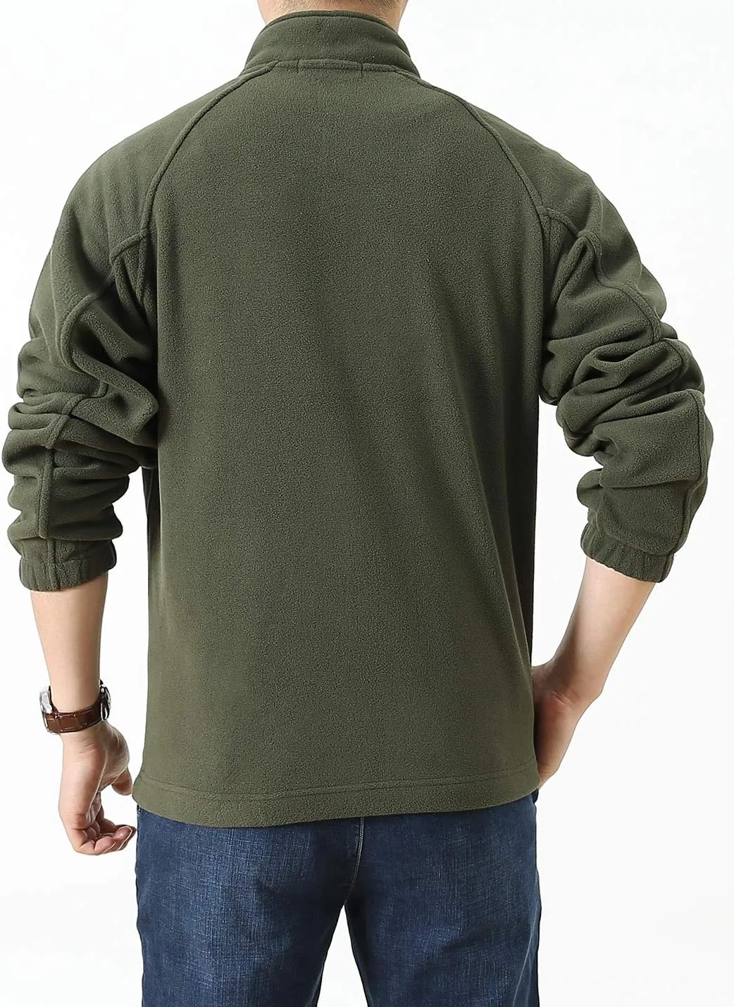 Locachy Men's Full-Zip Fleece Jacket Windproof Lightweight Outdoor Jackets with Pockets Hiking Work Outwear