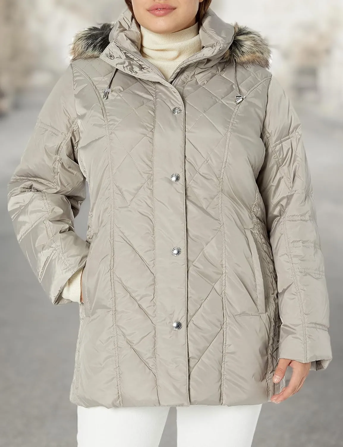 London Fog Women's Diamond Quilted Down Coat