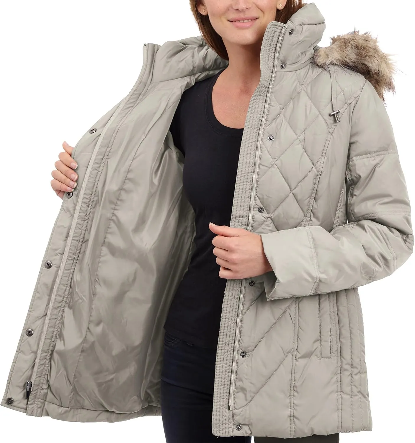 London Fog Women's Diamond Quilted Down Coat