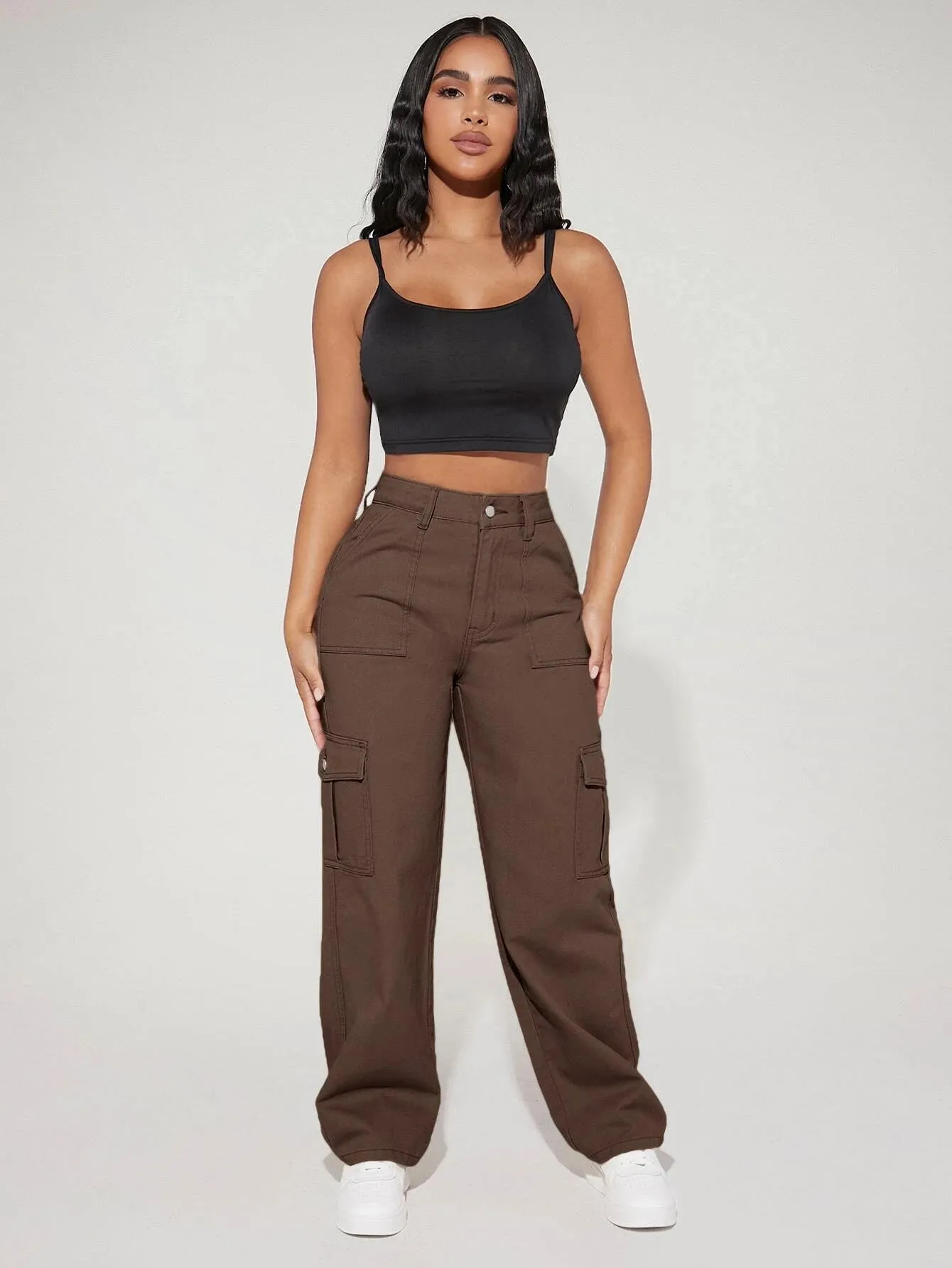 Long Length Denim Cargo Pants