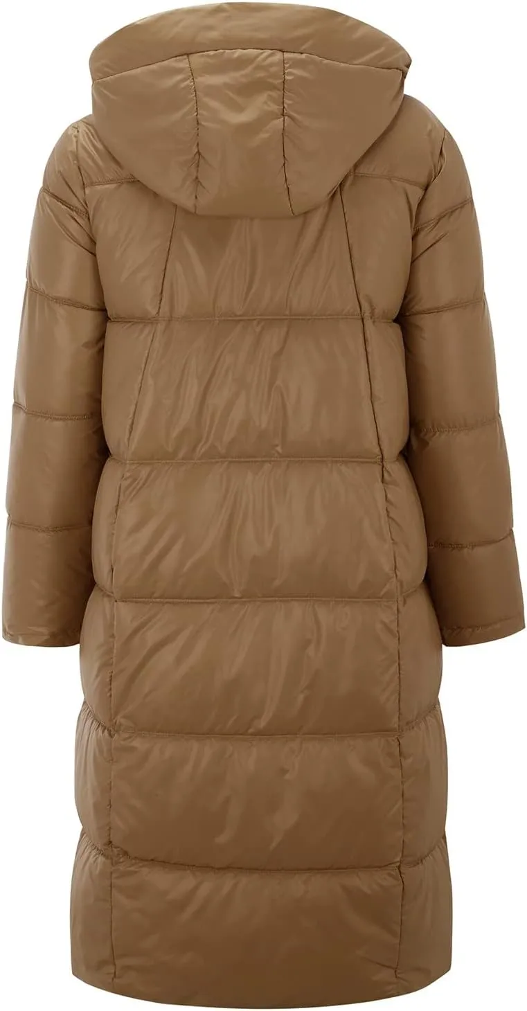 Long Puffer Jacket Women Packable Down Coat Lightweight Parkas Jacket Oversized Water-Resistant Winter Hooded Insulated Coat