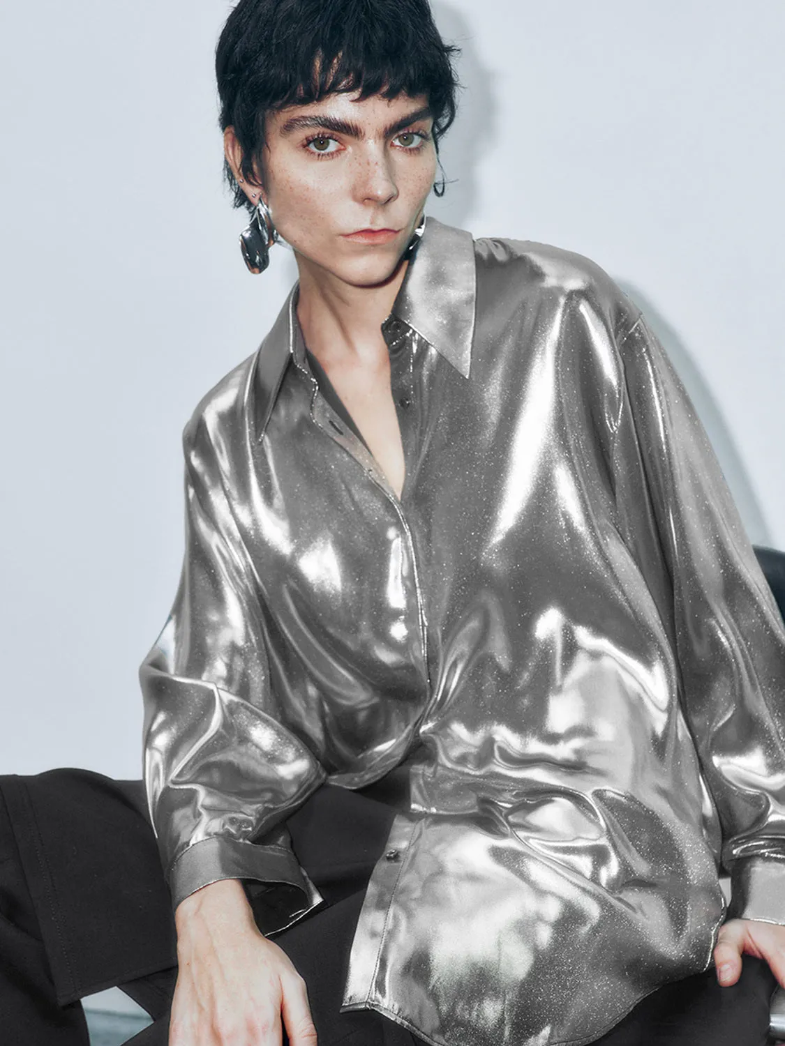 Long Sleeve Silver Shirts