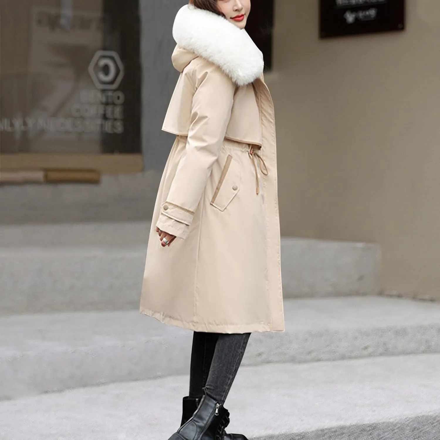 Long Winter Coats for Women Maxi Down Parka Warm Puffer Jacket Faux Fur Hood Cold-Resistant Thicken Overcoat