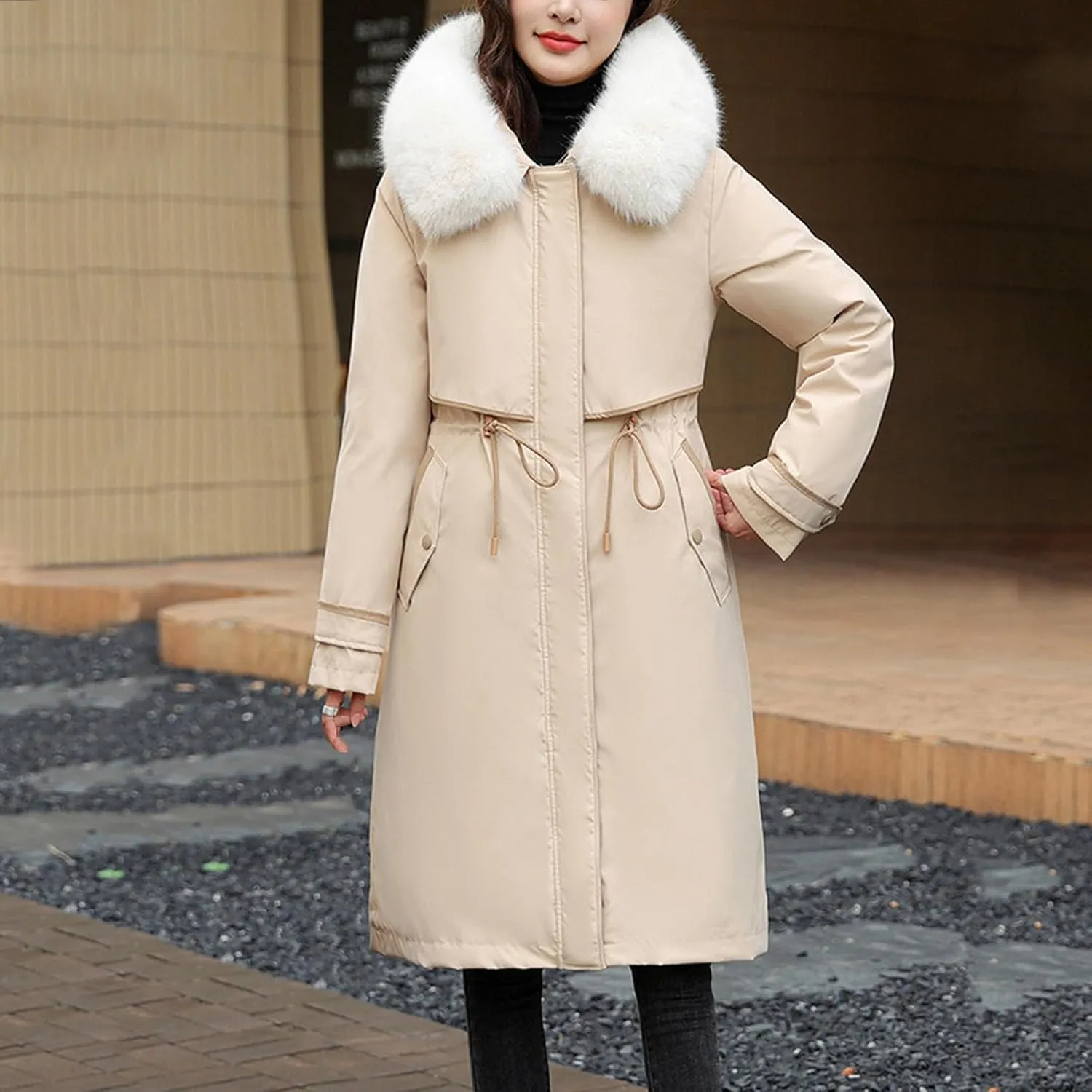Long Winter Coats for Women Maxi Down Parka Warm Puffer Jacket Faux Fur Hood Cold-Resistant Thicken Overcoat
