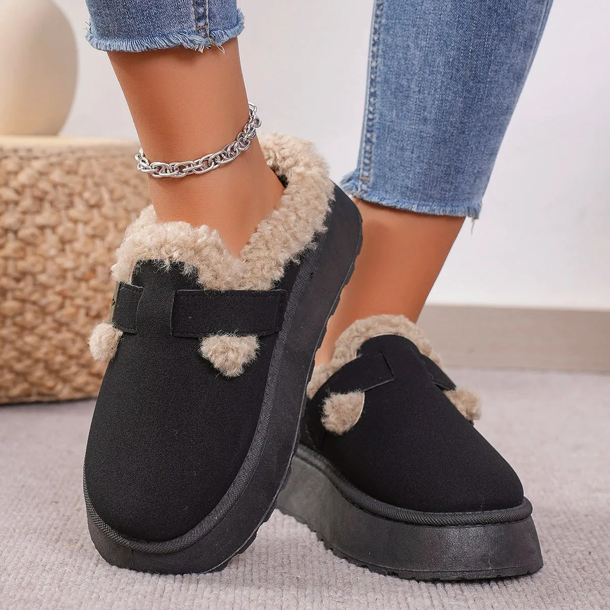 Luxury Plush Fashion Retro Comfortable Flat Sole Snow Boot