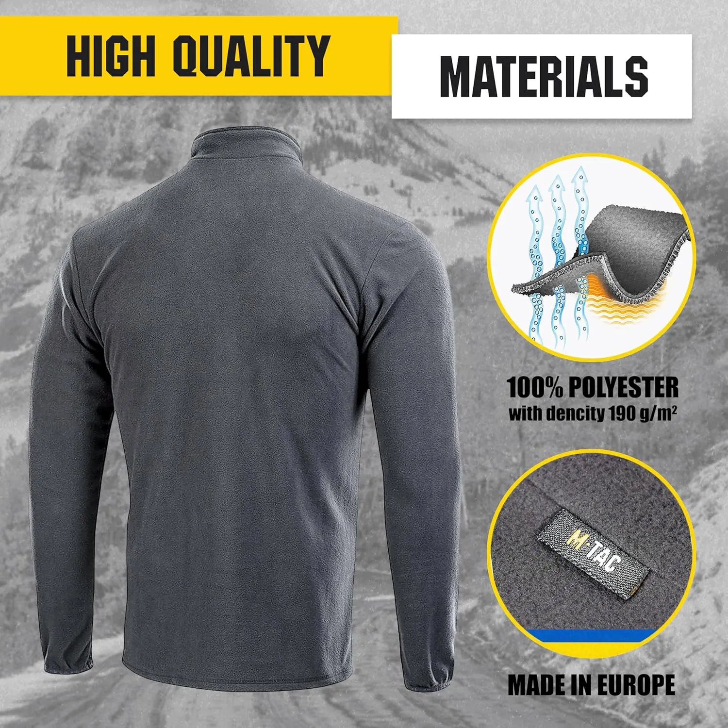 M-Tac Quarter Zip Pullover Men - Fleece Lined Thermal Shirt for Men - Lightweight Tactical Long Sleeve Shirt Top Delta