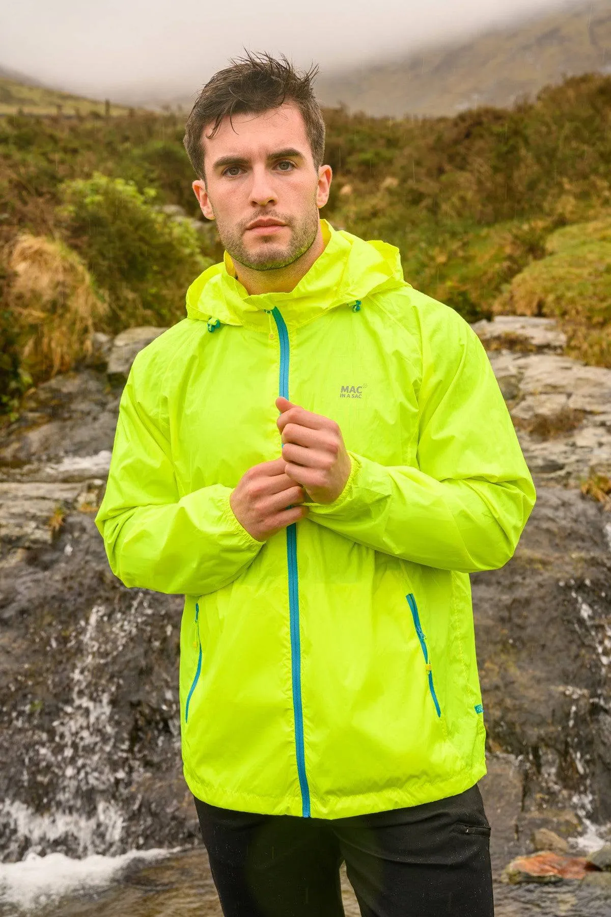 Mac in a Sac Adults Origin Waterproof Breathable Windproof Unisex Packable Jacket-NEON YELLOW