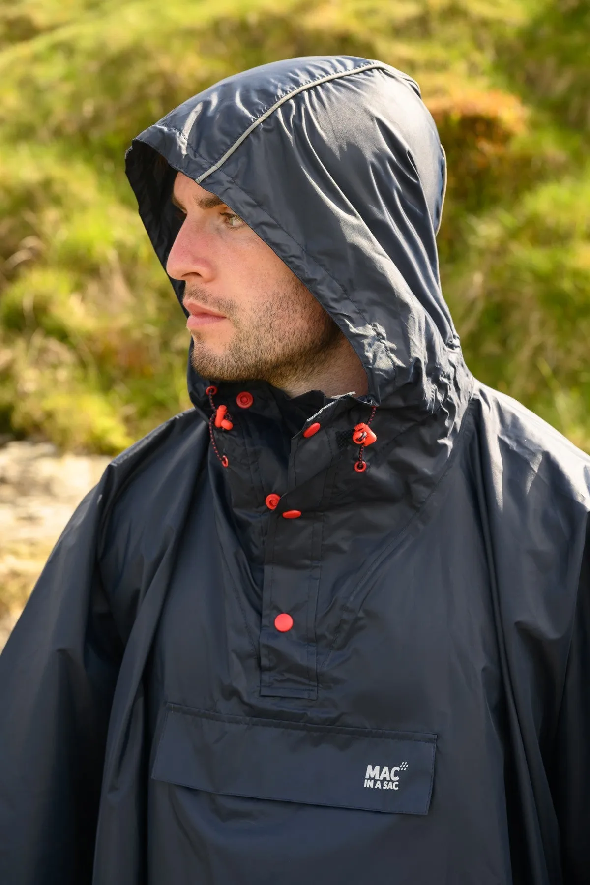 Mac in a Sac Adults Waterproof Breathable Windproof Unisex Packable Poncho-NAVY