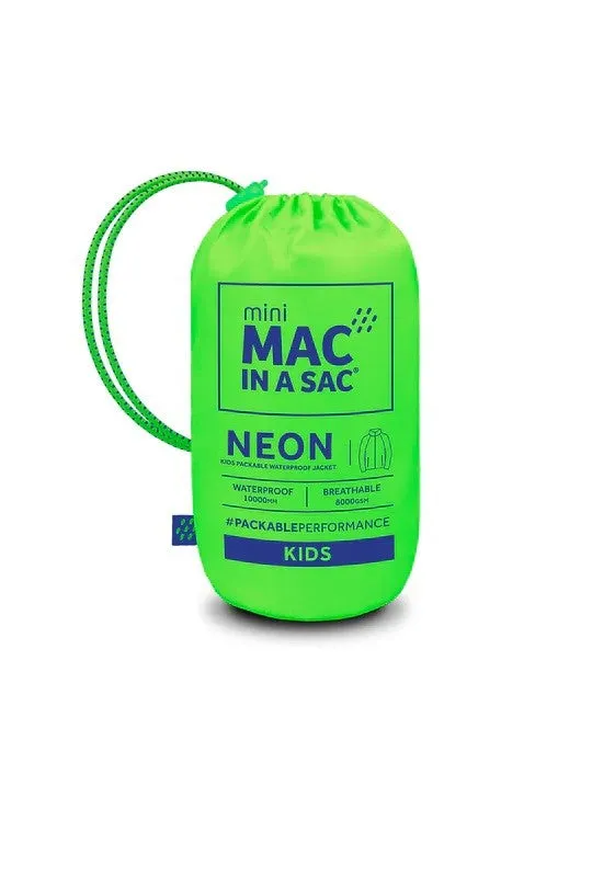 Mac in a Sac Kids Waterproof Breathable Windproof Packable Origin Jacket-NEON GREEN