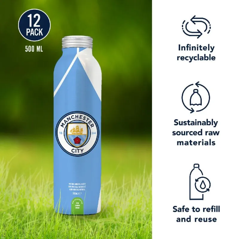 Manchester City FC Aluminum Water Bottle by Manchester City FC for Unisex - 12 x 16.9 oz Water