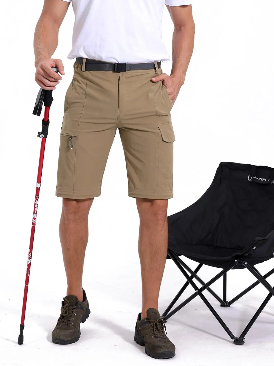MANSDOUR Men's Hiking Pants Convertible Quick Dry Lightweight Zip-Off Outdoor Travel Camping Fishing Pants