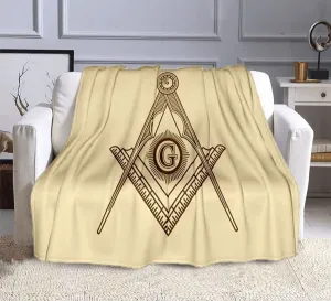 Master Mason Blue Lodge Blanket - Beige Square and Compass G