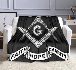 Master Mason Blue Lodge Blanket - Faith Hope Charity