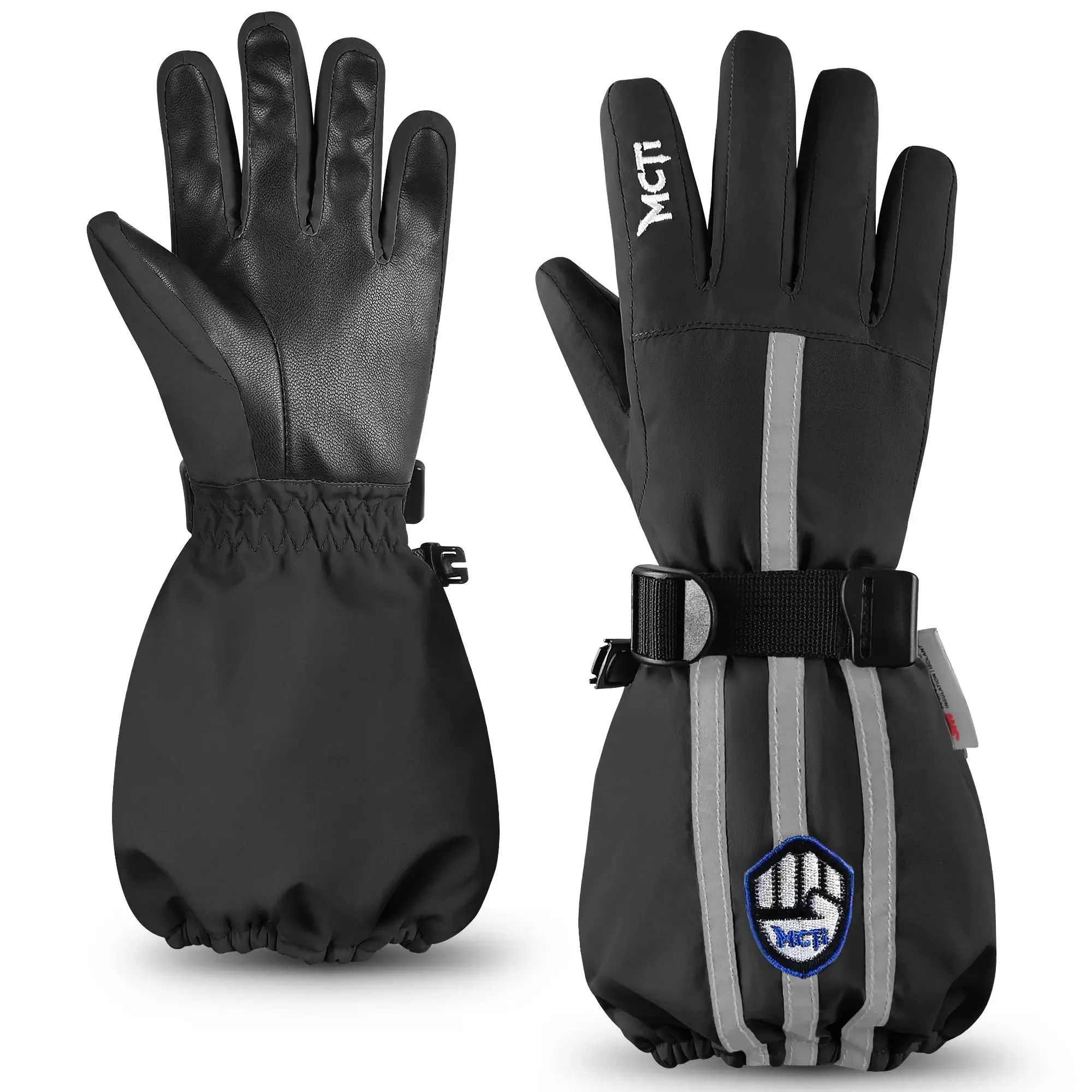 MCTi Kids Waterproof Ski Gloves With Polar Fleece - Easy On & Off (3-12 Years)