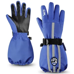 MCTi Kids Waterproof Ski Gloves With Polar Fleece - Easy On & Off (3-12 Years)