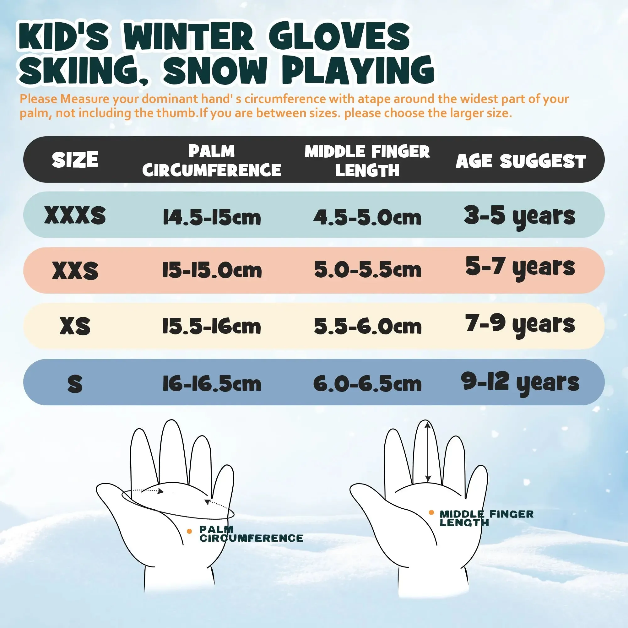 MCTi Kids Waterproof Ski Gloves With Polar Fleece - Easy On & Off (3-12 Years)