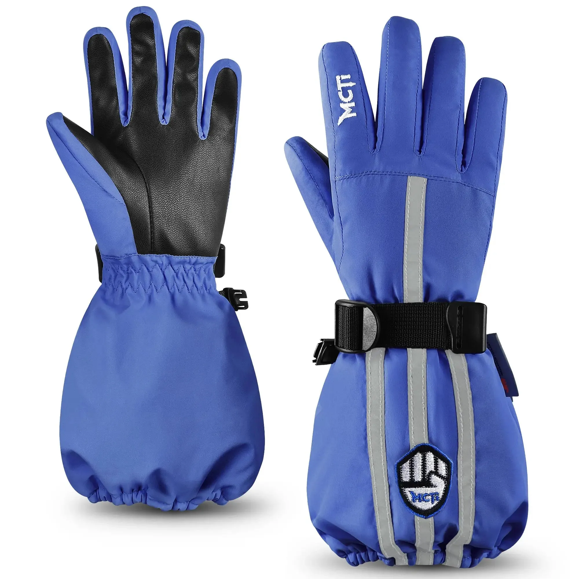 MCTi Kids Waterproof Ski Gloves With Polar Fleece - Easy On & Off (3-12 Years)