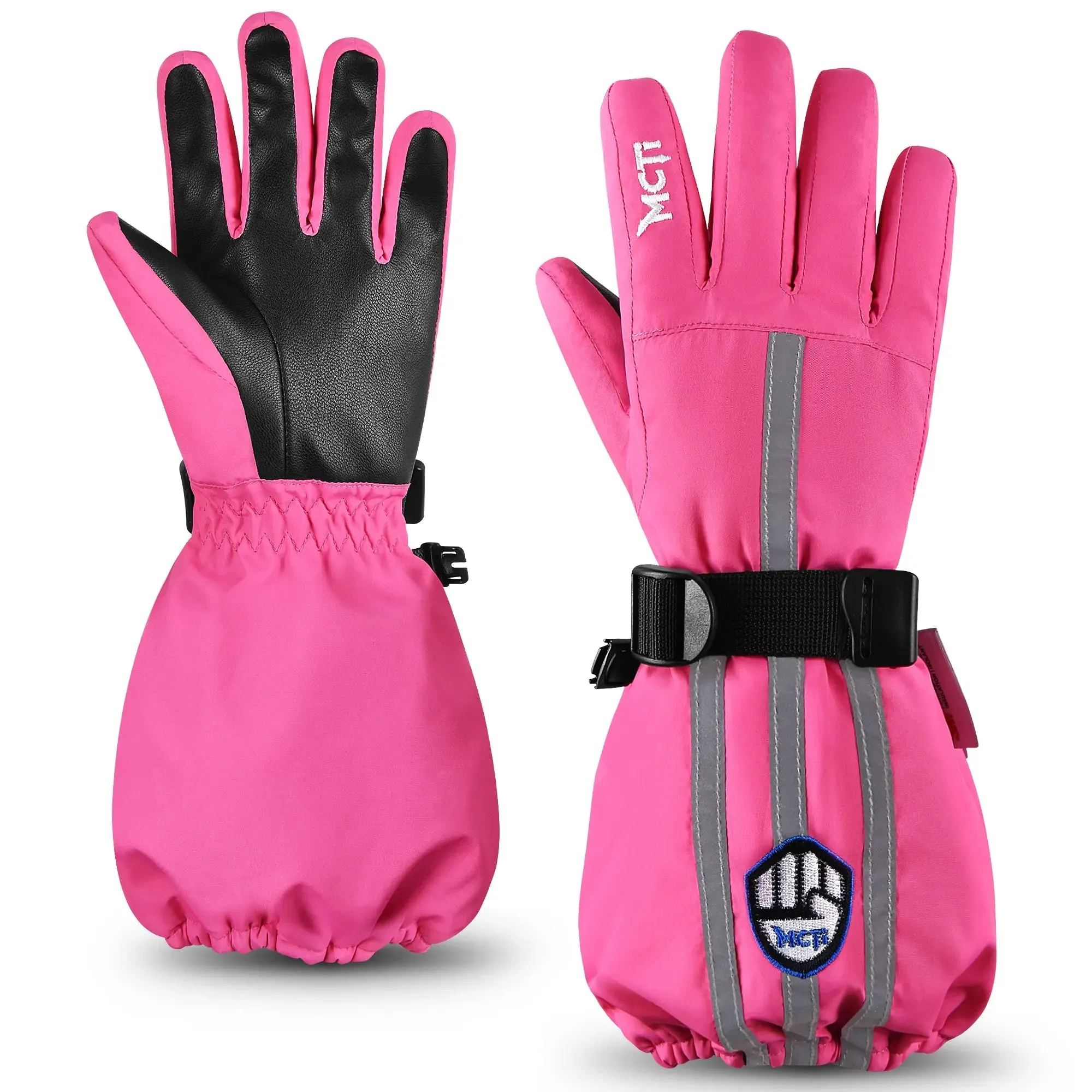 MCTi Kids Waterproof Ski Gloves With Polar Fleece - Easy On & Off (3-12 Years)