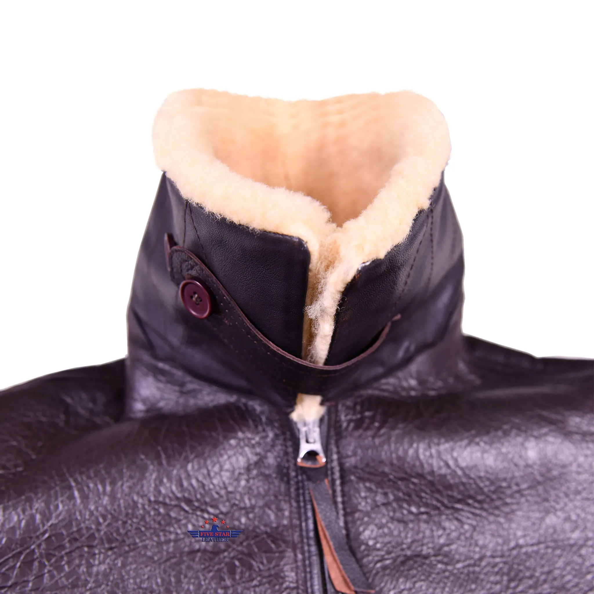 Men Aviator US Navy M-445A Sheepskin Leather Flight Jacket