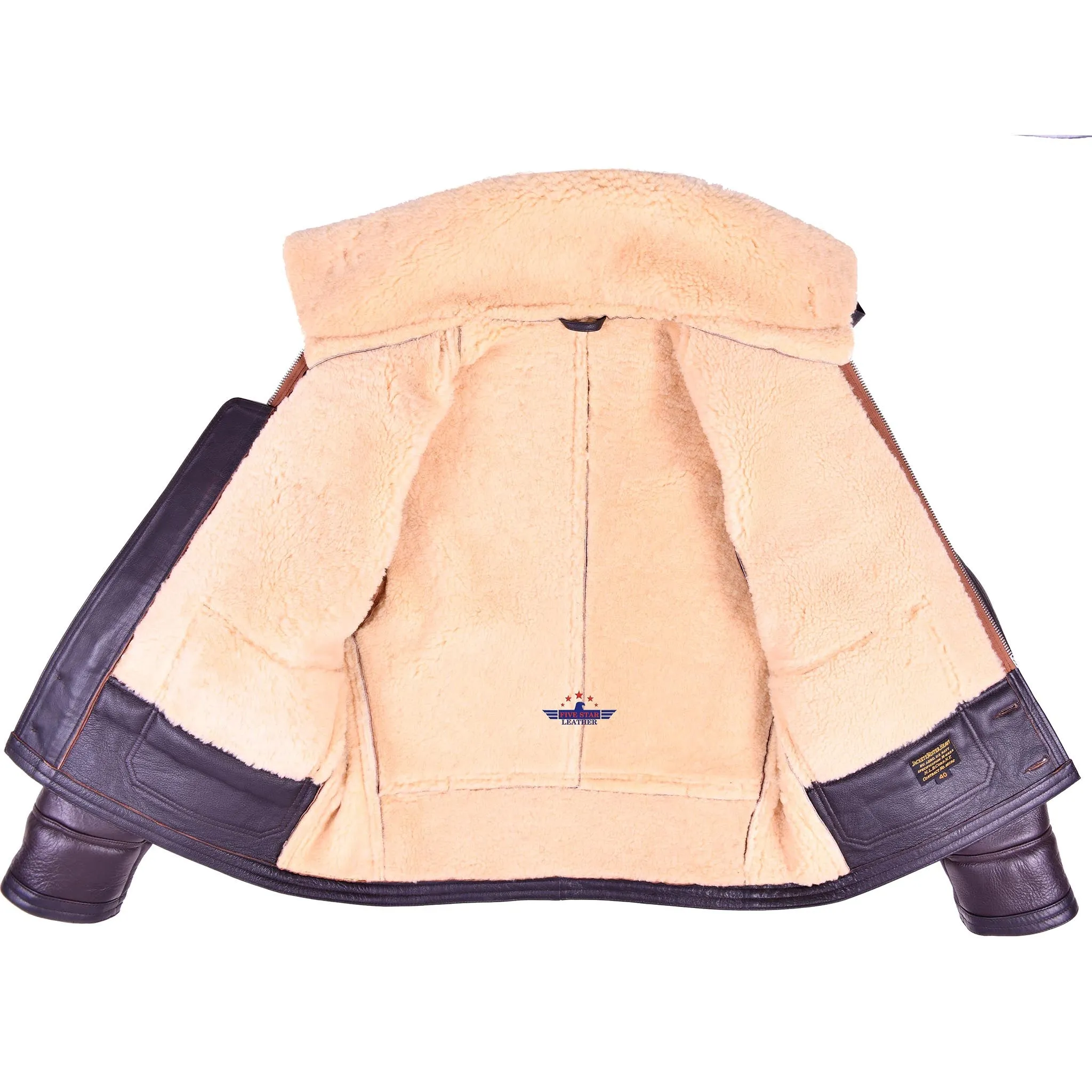 Men Aviator US Navy M-445A Sheepskin Leather Flight Jacket
