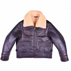 Men Aviator US Navy M-445A Sheepskin Leather Flight Jacket