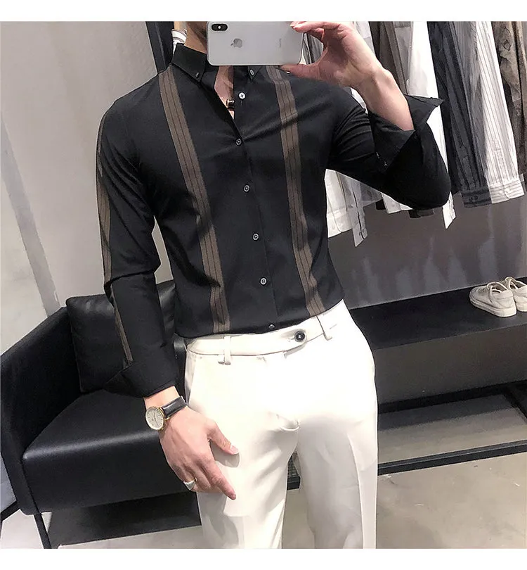Men Slim Long-sleeved Casual Formal Shirt
