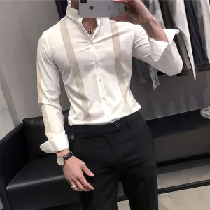 Men Slim Long-sleeved Casual Formal Shirt