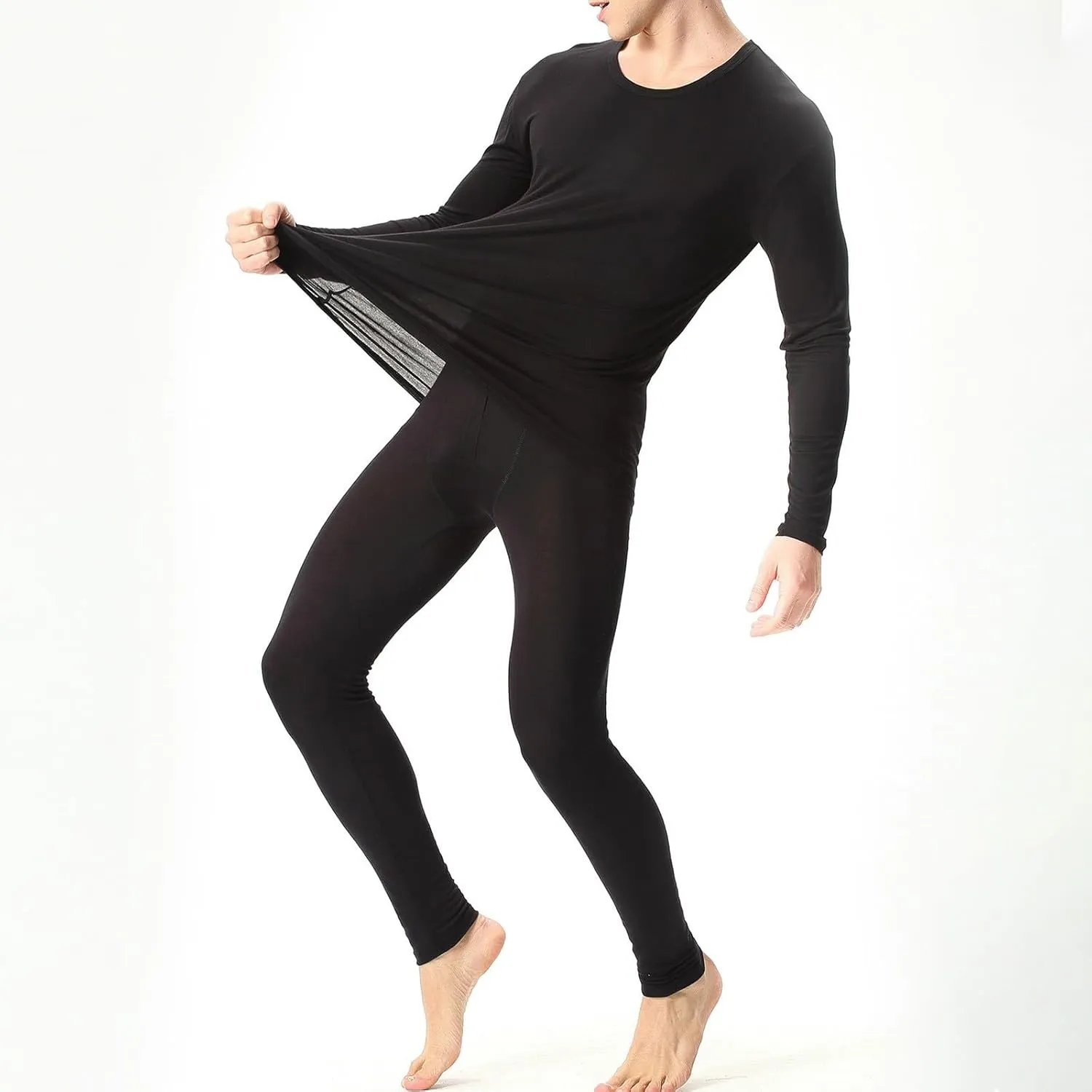 Men Thermals Top and Bottom Set Autumn and Winter Thermal Underwear Set Clothes Trousers Base Layer for Cold Weather