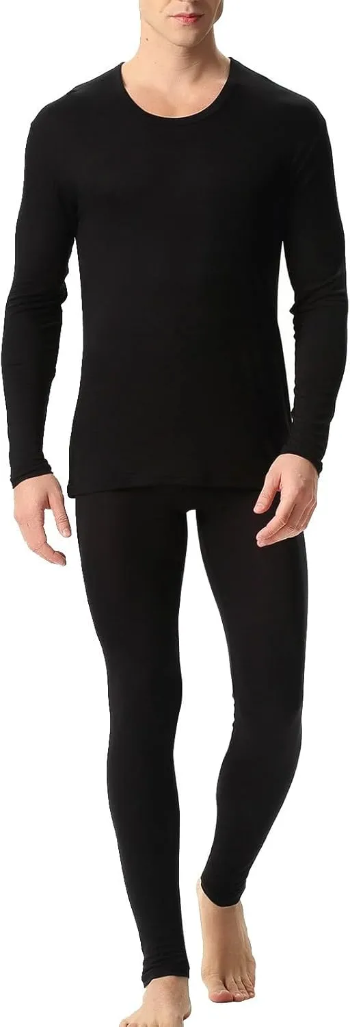 Men Thermals Top and Bottom Set Autumn and Winter Thermal Underwear Set Clothes Trousers Base Layer for Cold Weather