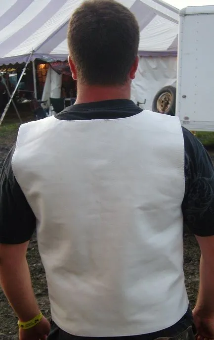 Men White Bullet proof style leather vest for bikers club