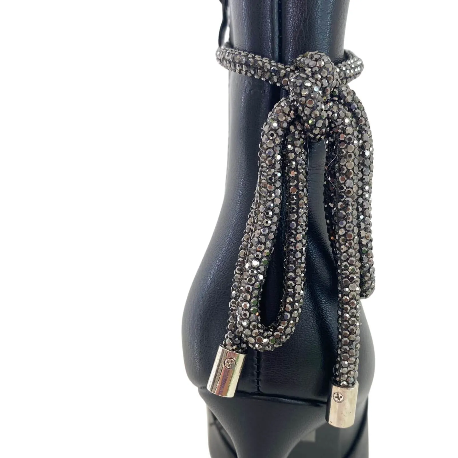 Menbur Black Sparkly Ankle Rope Boots