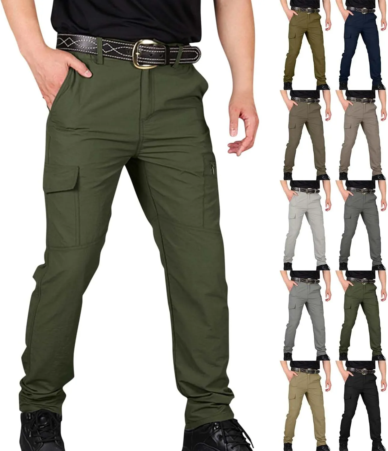 Mens Cargo Pants Stretch Camping Waterproof Outdoor Hiking Pants Travel Lightweight Camouflage Resistant Work Pants