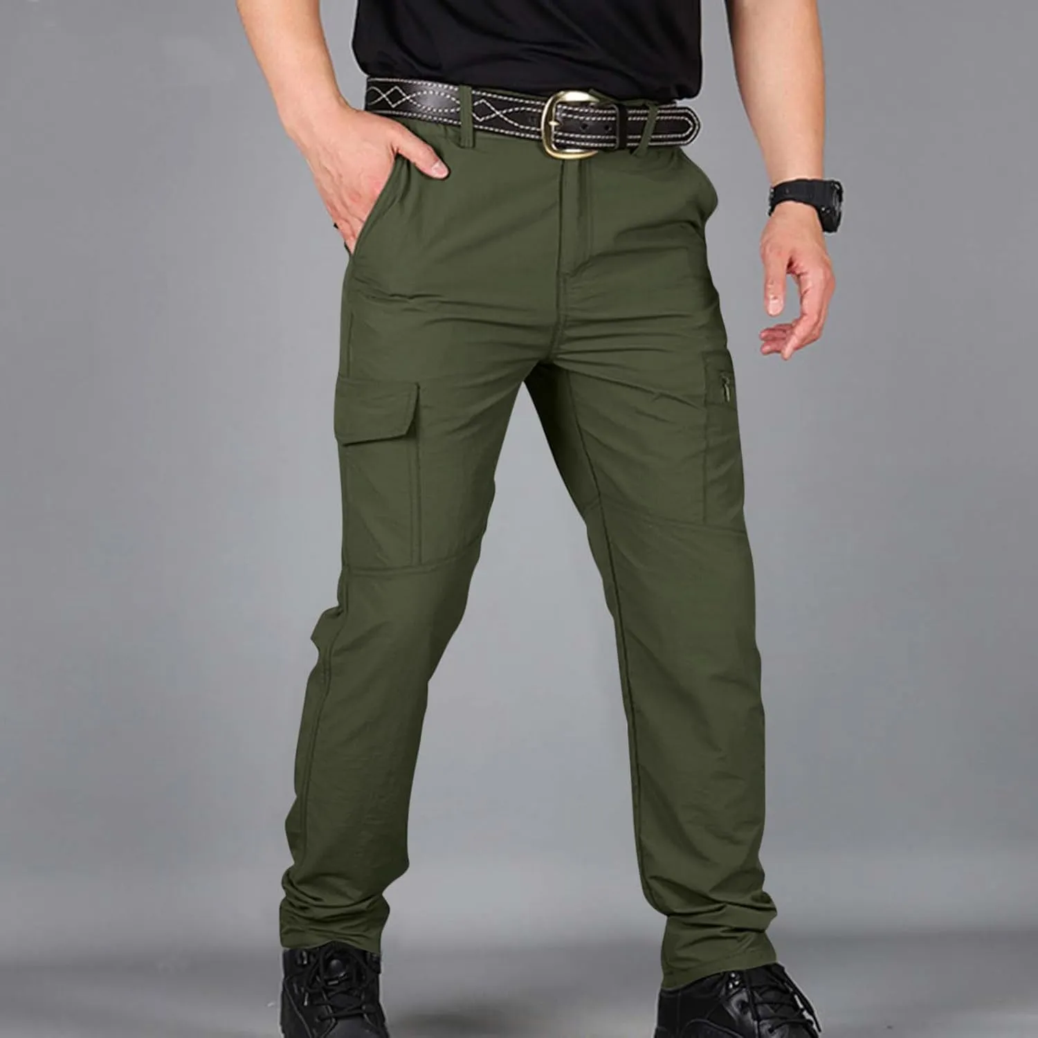 Mens Cargo Pants Stretch Camping Waterproof Outdoor Hiking Pants Travel Lightweight Camouflage Resistant Work Pants
