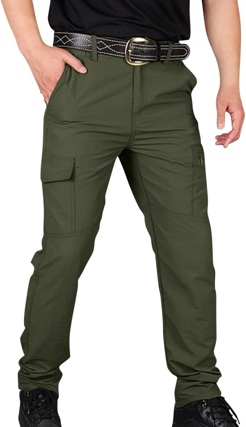 Mens Cargo Pants Stretch Camping Waterproof Outdoor Hiking Pants Travel Lightweight Camouflage Resistant Work Pants
