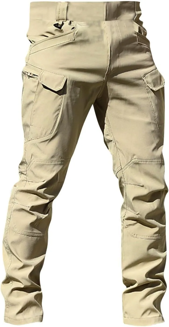 Mens Cargo Pants Stretch Multi Pockets Lightweight Classic Tactical Pants Baggy Outdoor Waterproof Hiking Work Pants