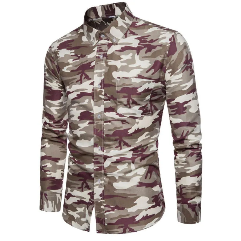 Men's Casual Camouflage Long Sleeve Shirt