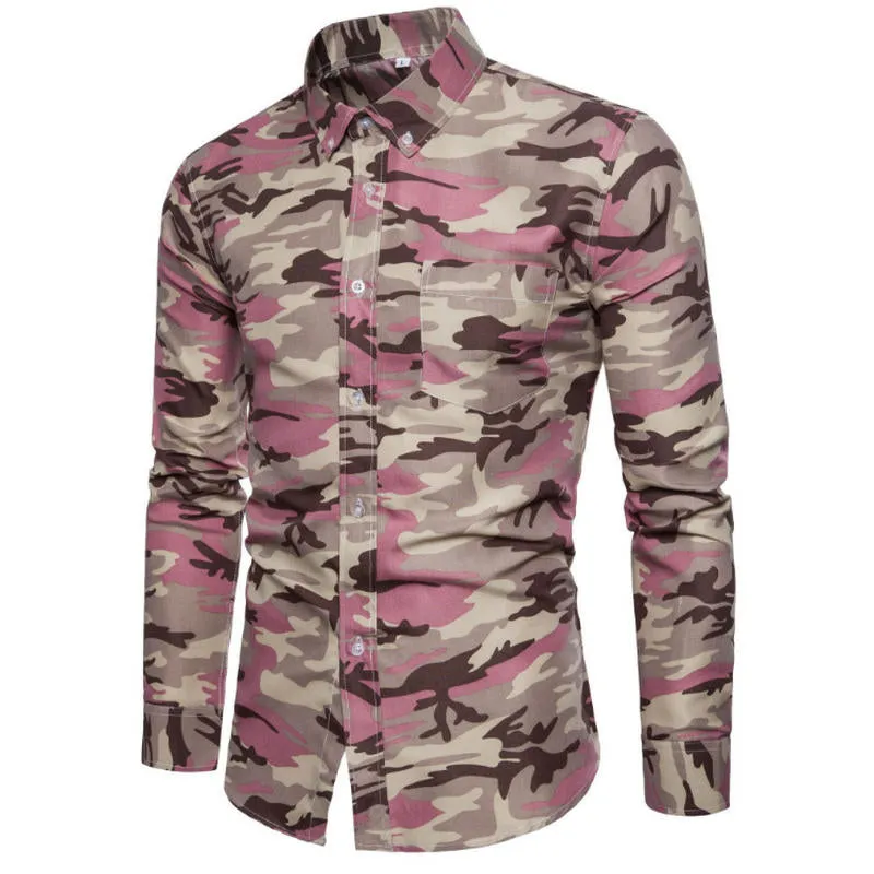 Men's Casual Camouflage Long Sleeve Shirt