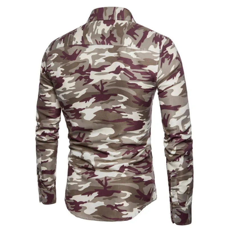 Men's Casual Camouflage Long Sleeve Shirt