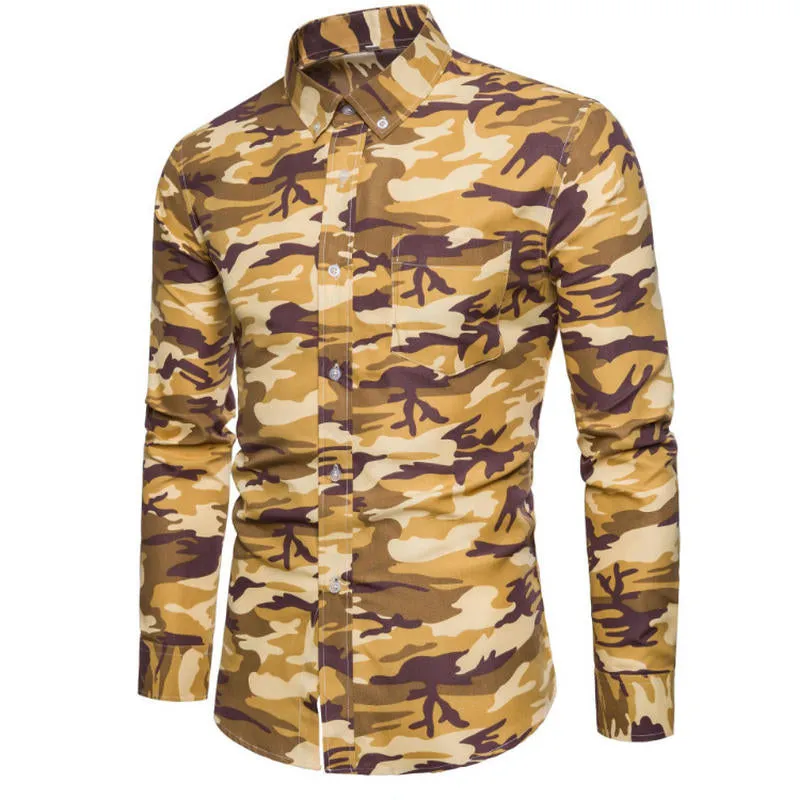 Men's Casual Camouflage Long Sleeve Shirt