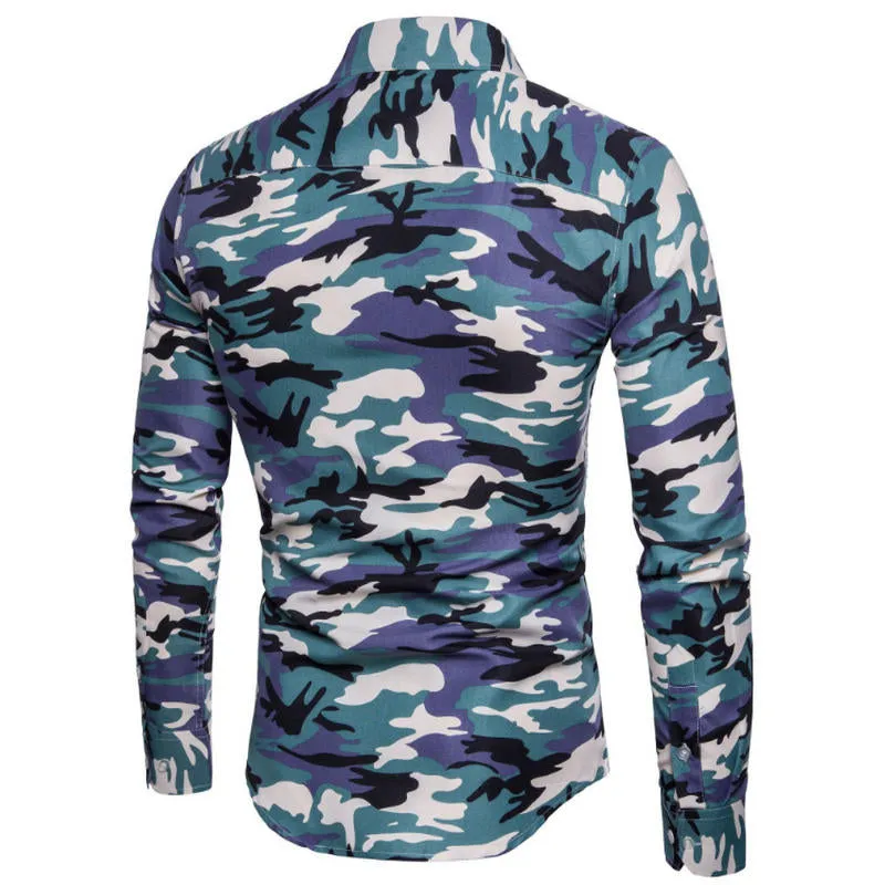 Men's Casual Camouflage Long Sleeve Shirt