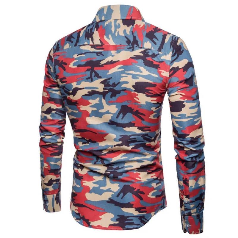 Men's Casual Camouflage Long Sleeve Shirt
